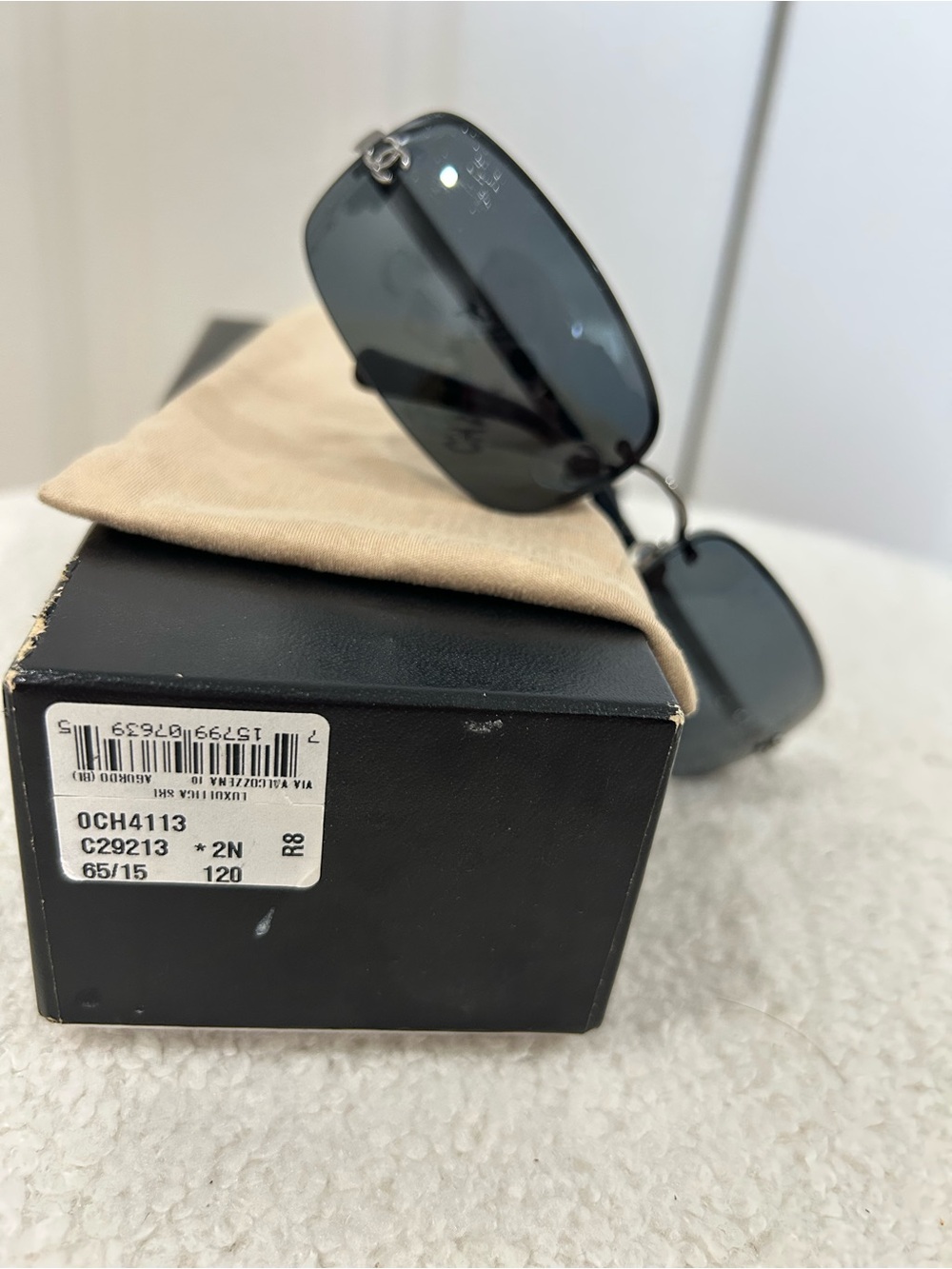Chanel 4113 Rimless CC Logo Sunglasses Silver Gray 65-15-120 with Box & Pouch - Picture 11 of 14